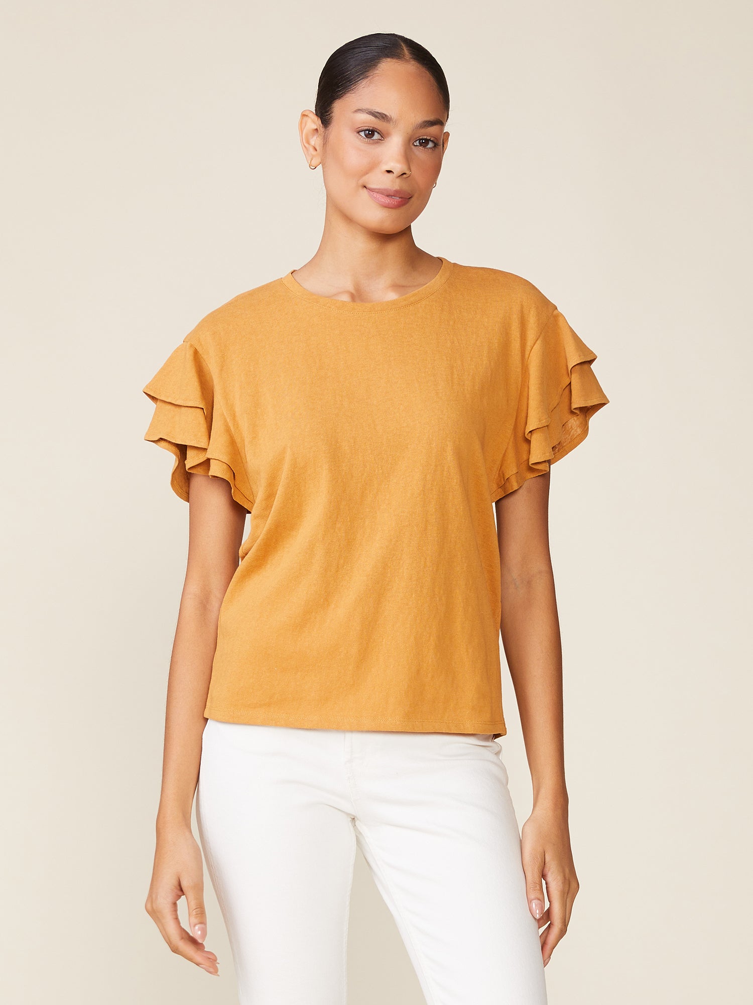 Sunny Day Linen like Ruffle Tee