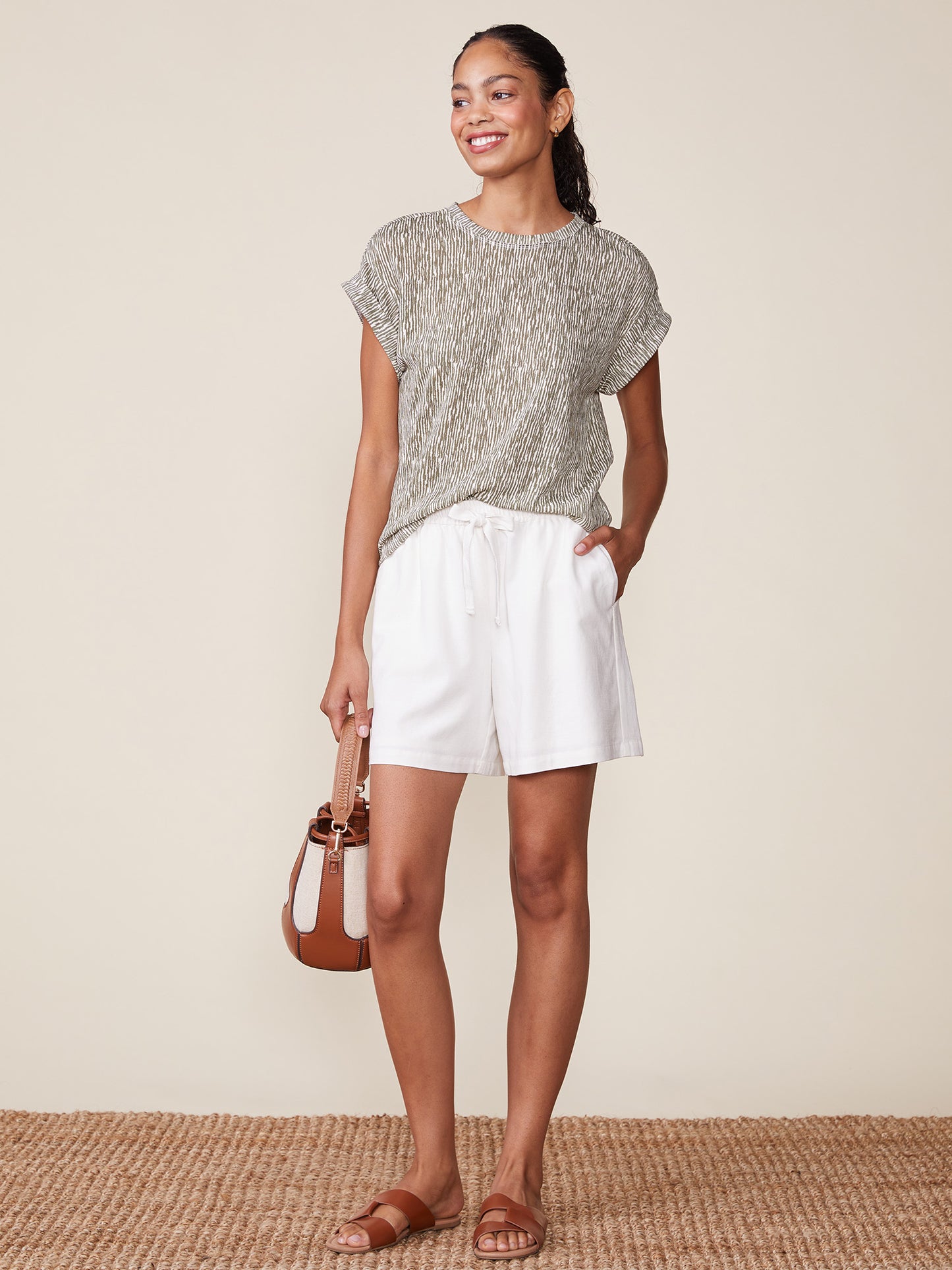 Printed Linen Like Tee