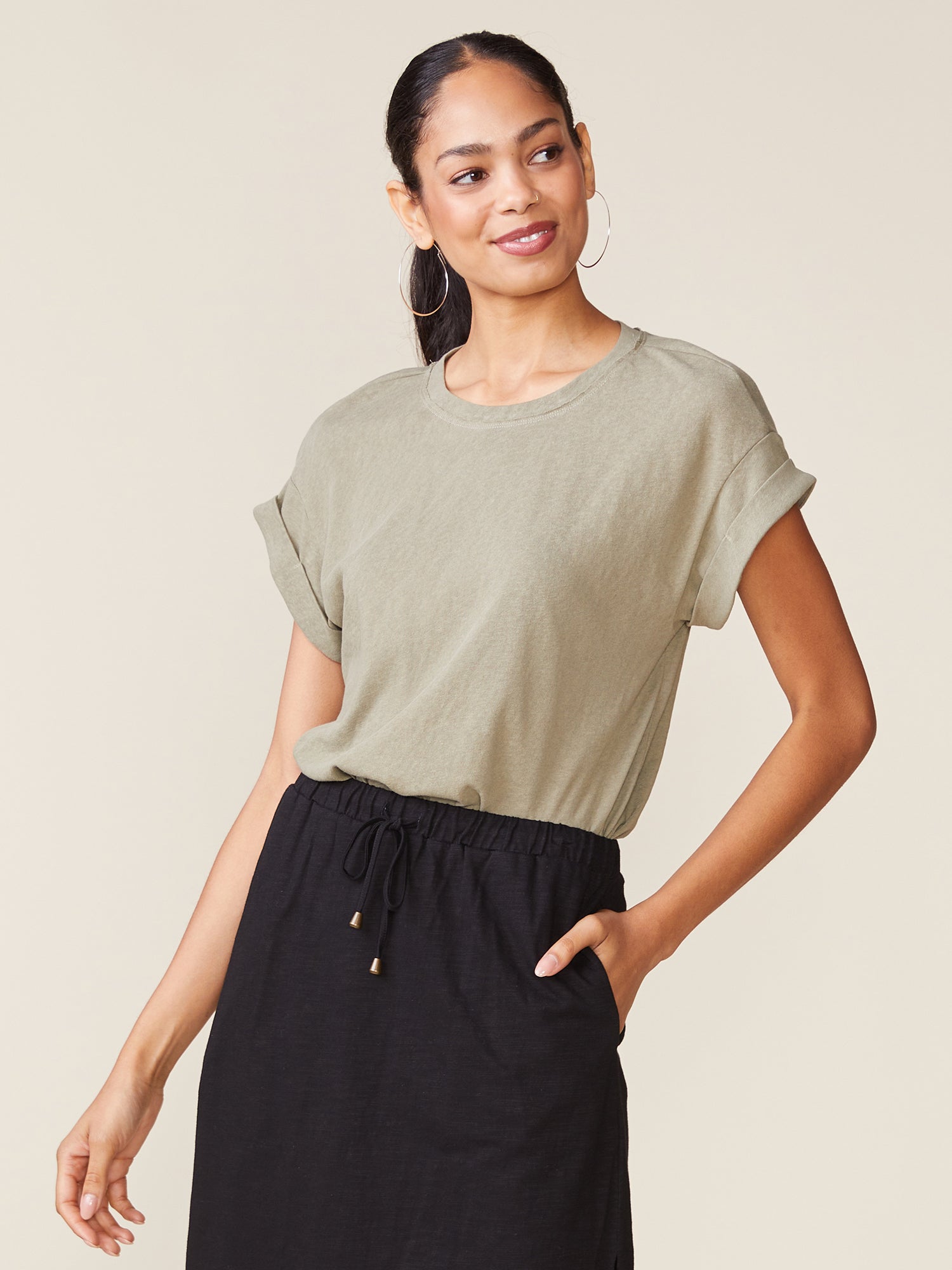 Born to Run Linen Like Tee - Light Olive