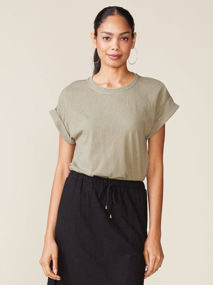 Born to Run Linen Like Tee - Light Olive