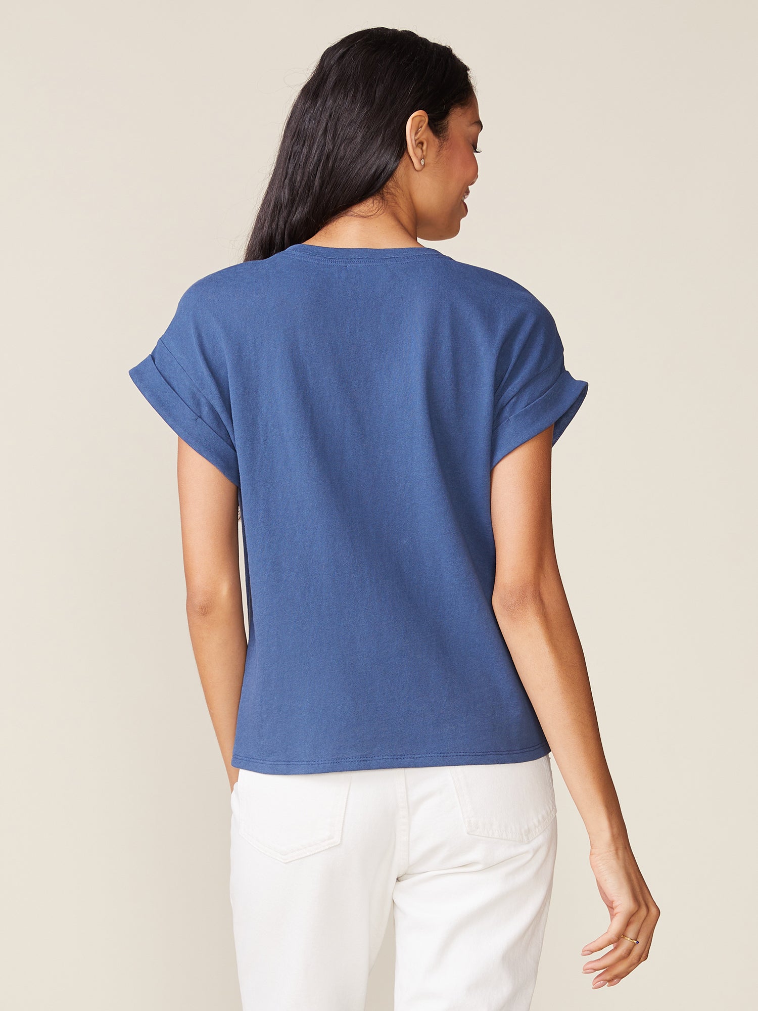 Born to Run Linen Like Tee - Washed Indigo