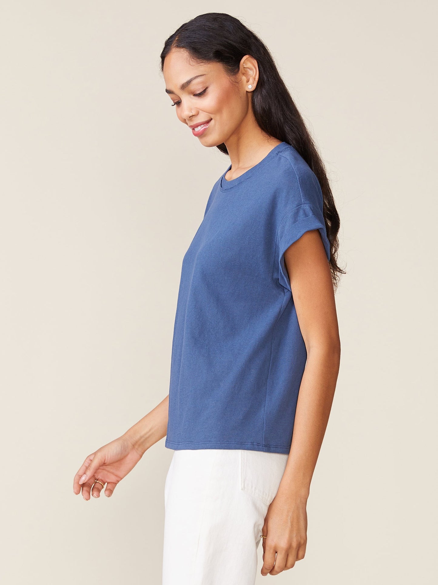 Born to Run Linen Like Tee - Washed Indigo
