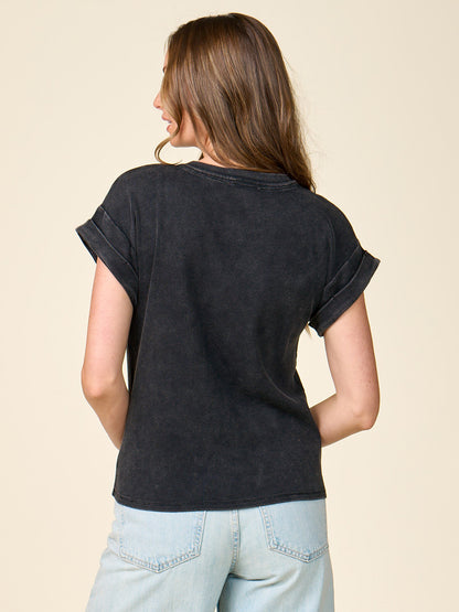 Washed Rib Cuffed Tee