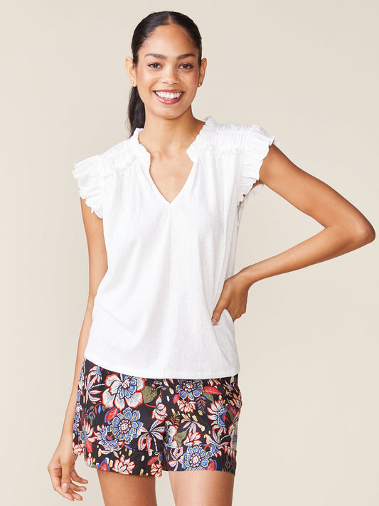 Textured Knit Flutter Top