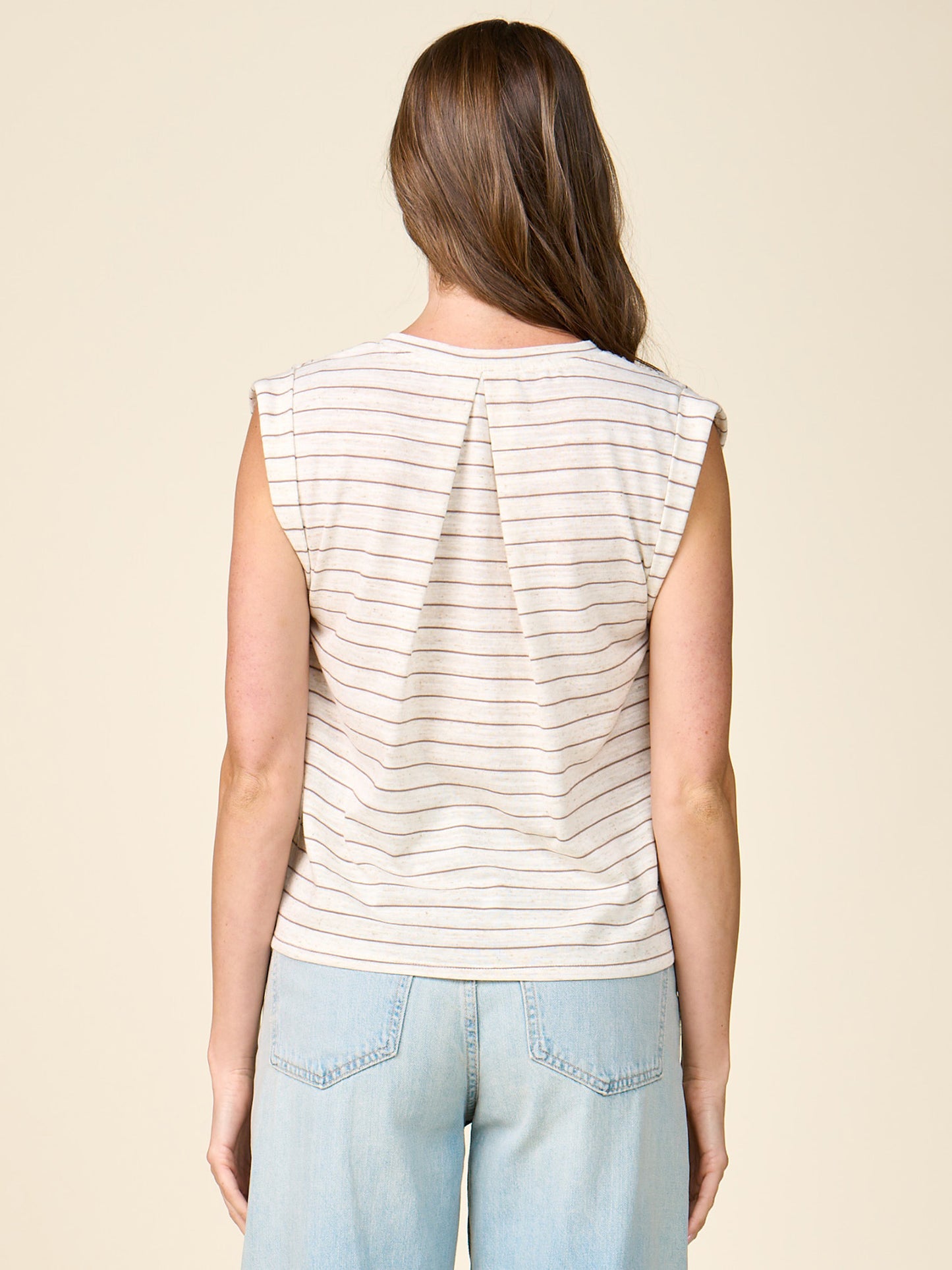 Cuffed V-neck Stripe Muscle Tee