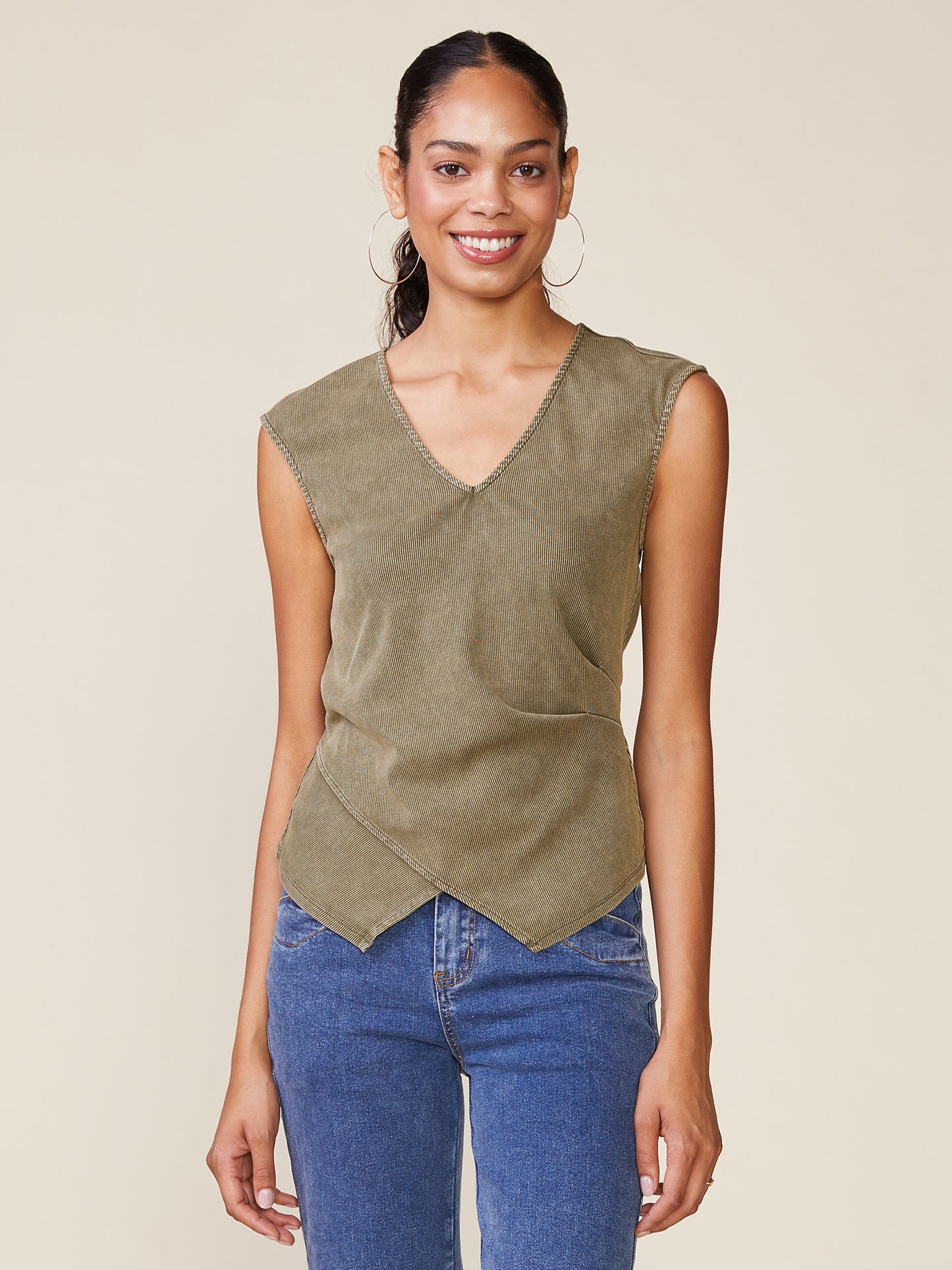 Washed Rib Knit Vest Top