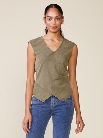 Washed Rib Knit Vest Top