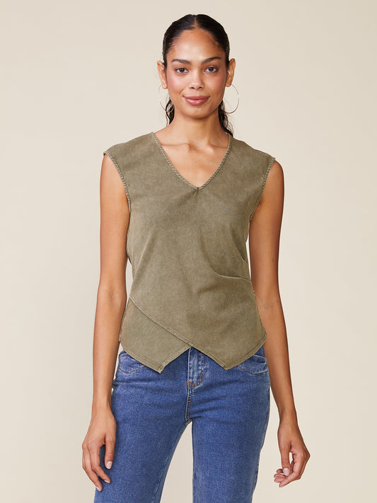 Washed Rib Knit Vest Top