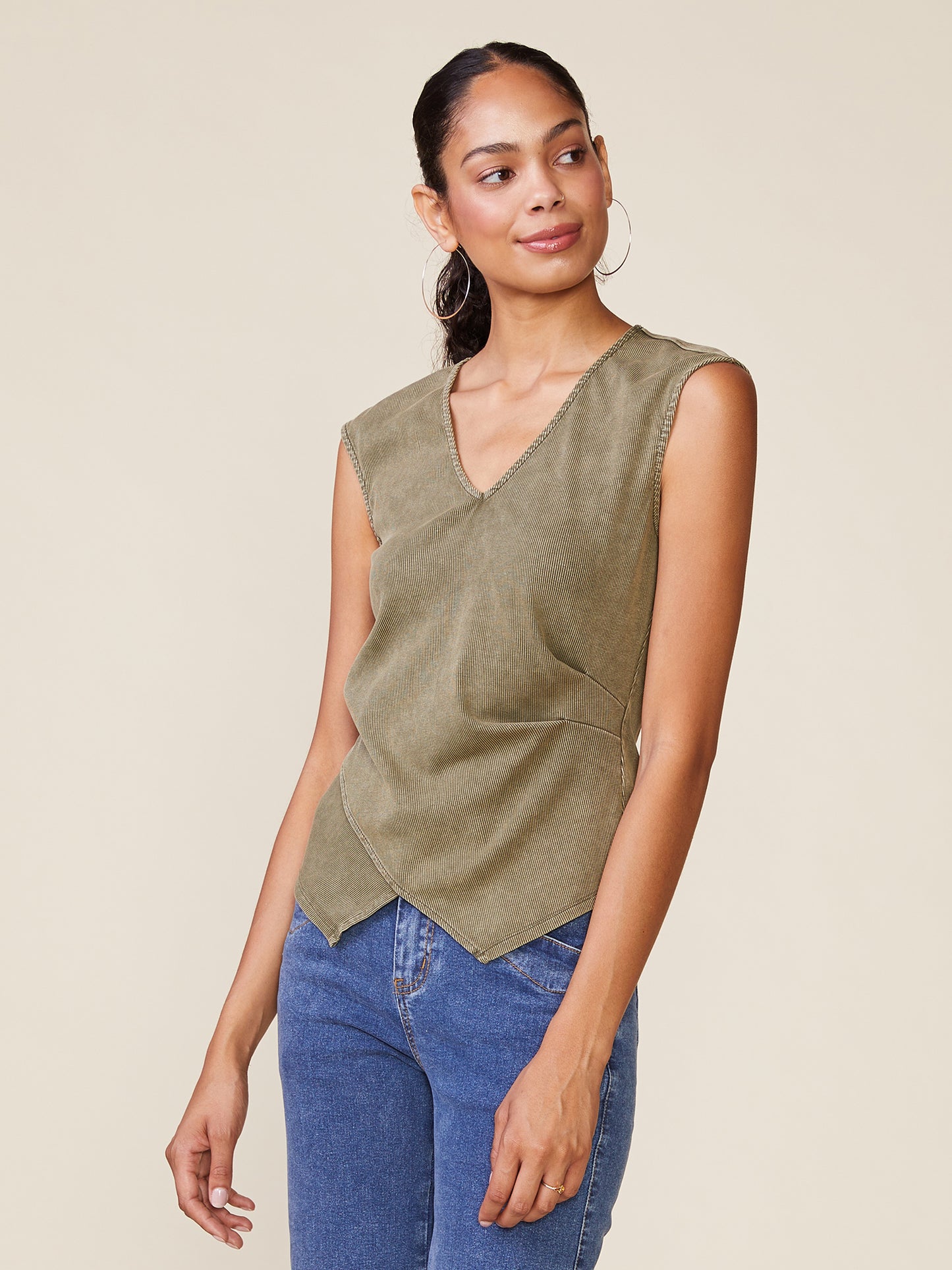 Washed Rib Knit Vest Top