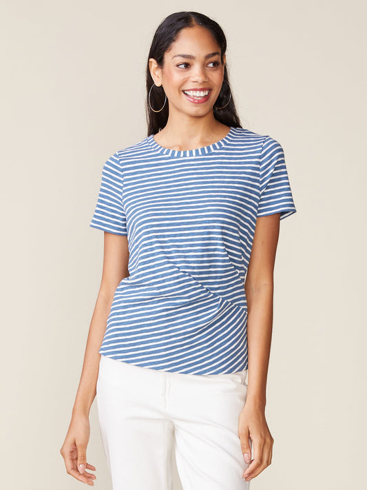 Gathered Side Stripe Tee