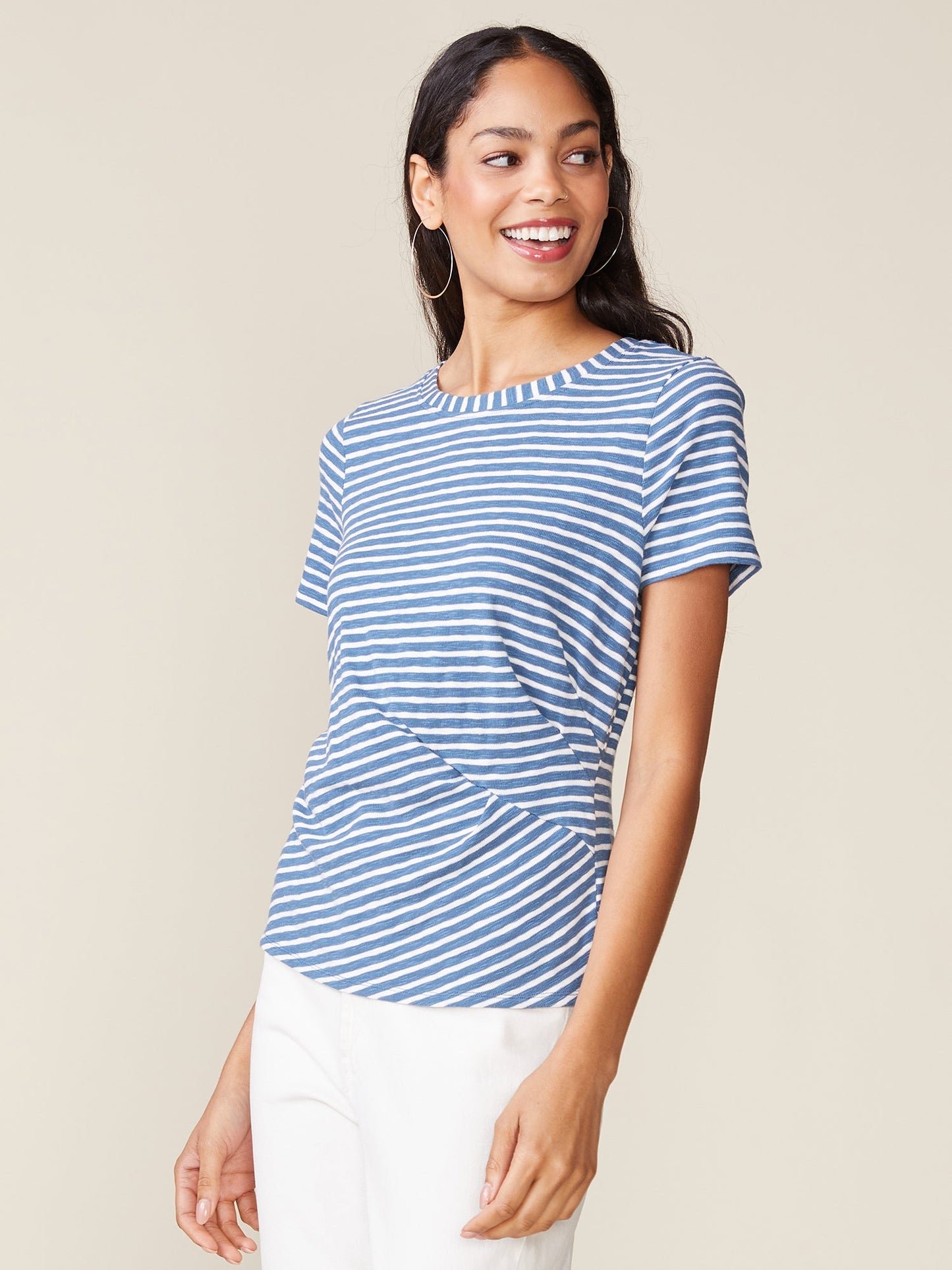 Gathered Side Stripe Tee