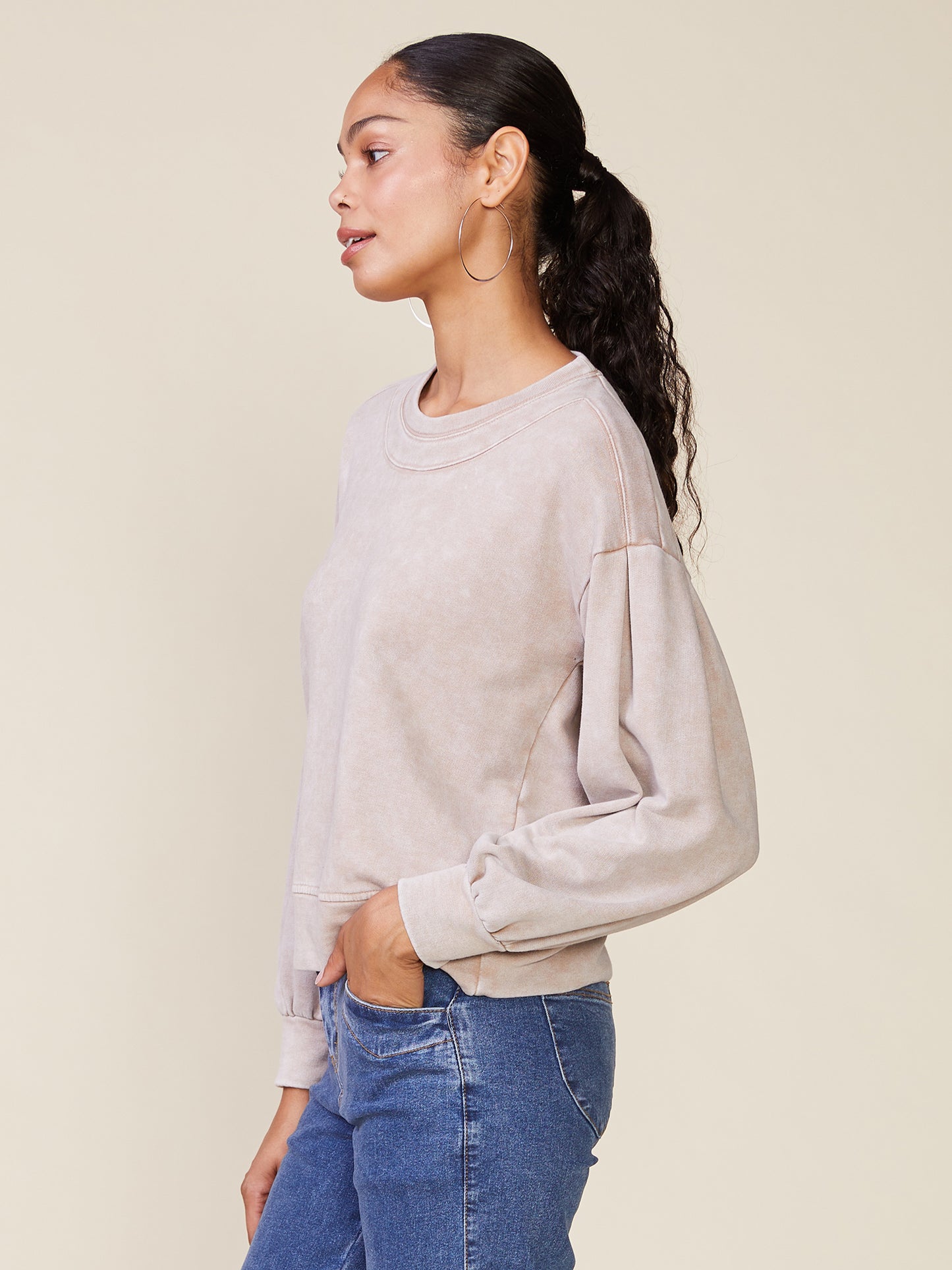 Drop Shoulder Washed French Terry Pullover