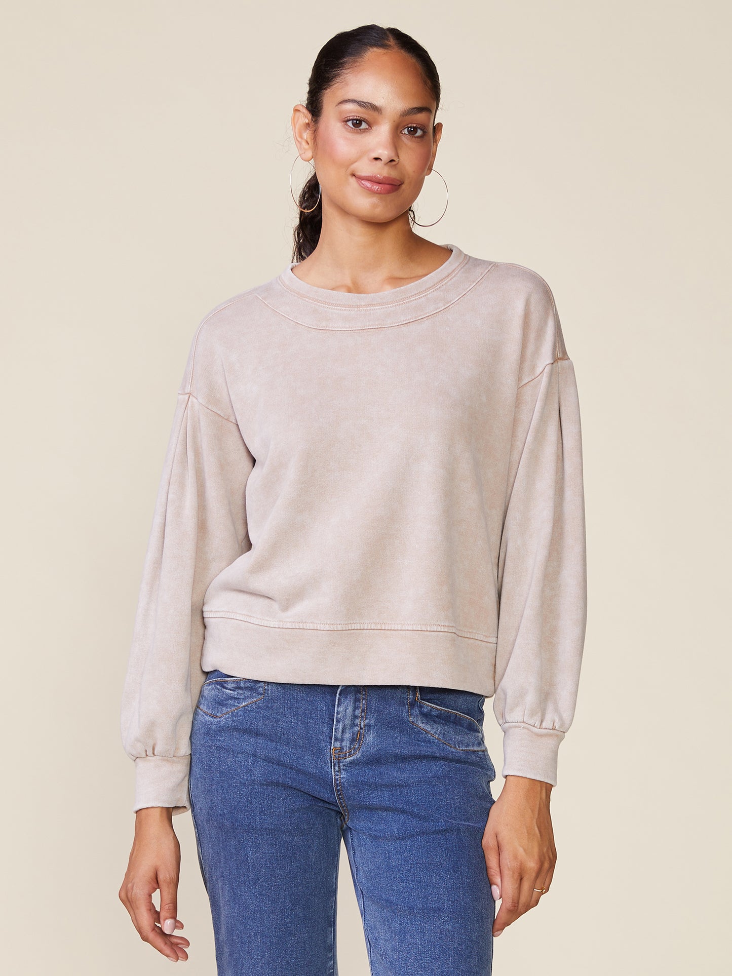 Drop Shoulder Washed French Terry Pullover