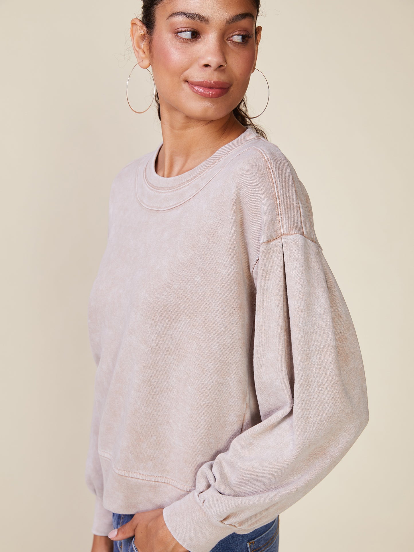 Drop Shoulder Washed French Terry Pullover