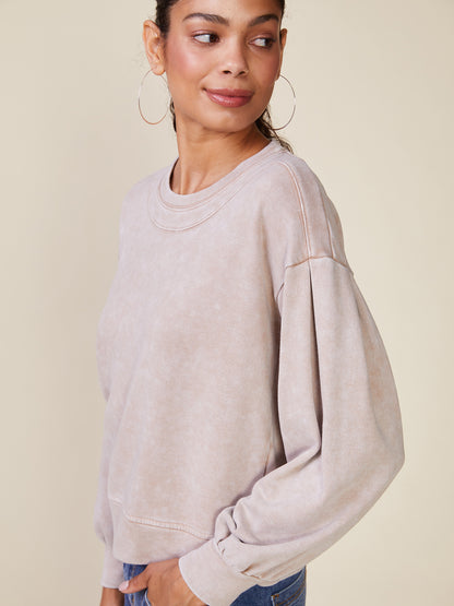 Drop Shoulder Washed French Terry Pullover