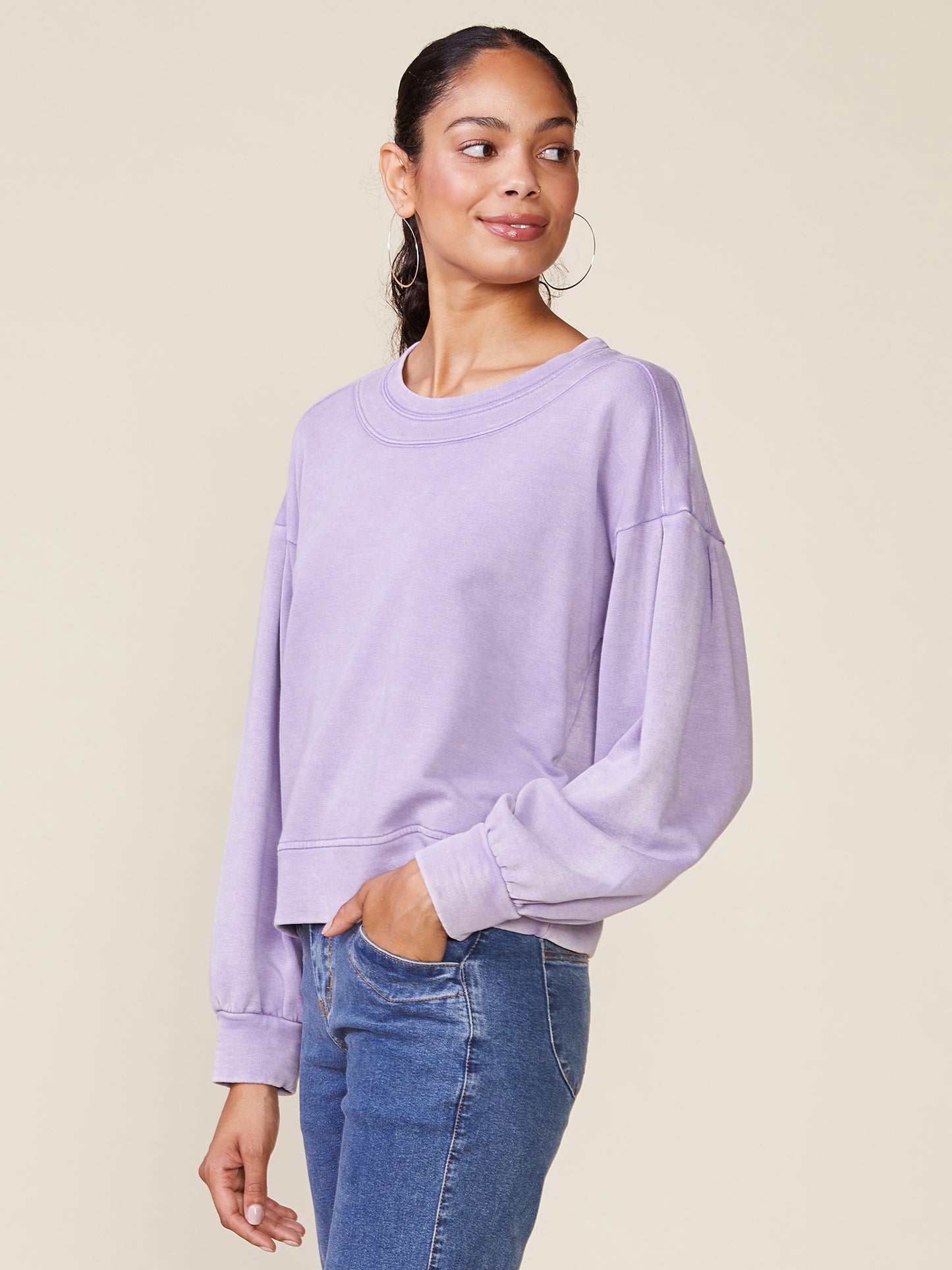 Drop Shoulder Washed French Terry Pullover