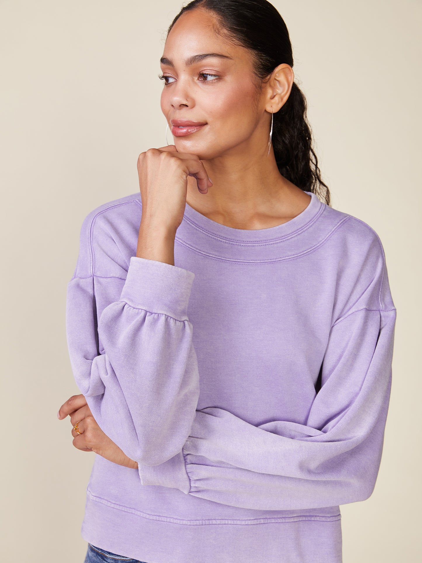 Drop Shoulder Washed French Terry Pullover