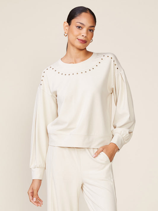 Drop Shoulder Studded Pullover