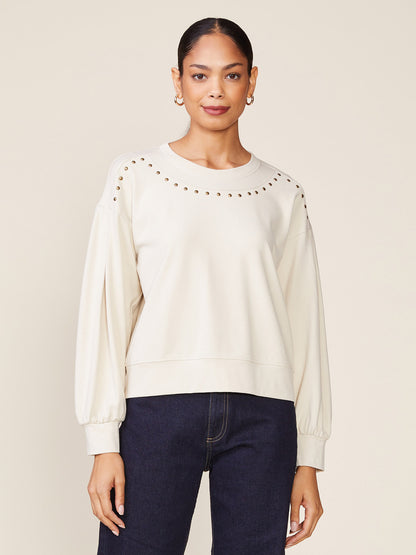 Drop Shoulder Studded Pullover