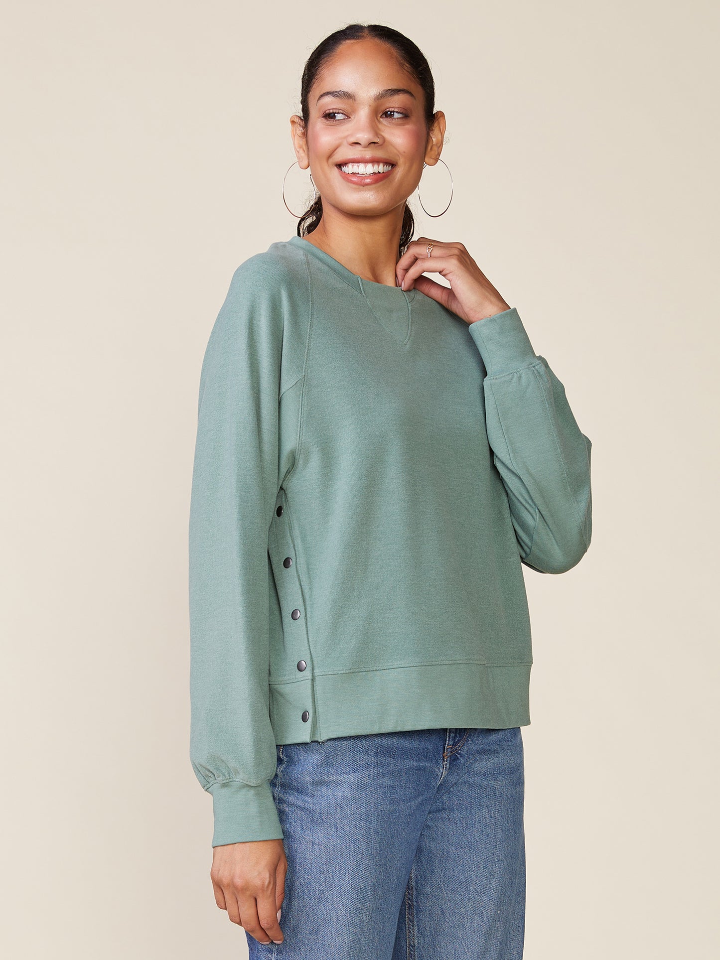 Raglan Duet Pullover with Side Snaps