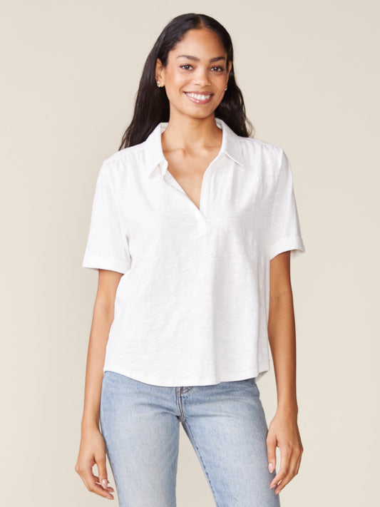 Elbow Sleeve Slub Popover Polo