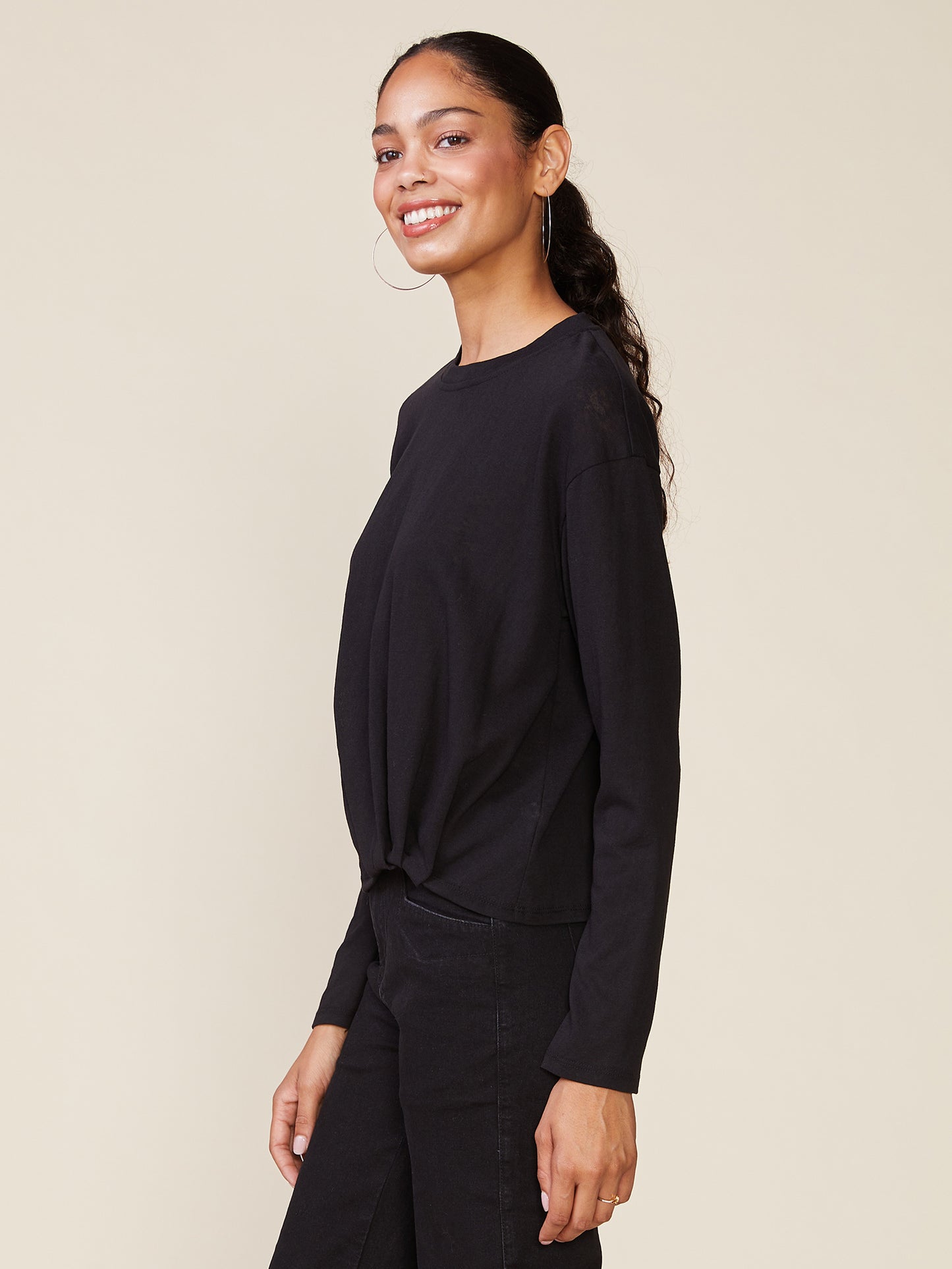 Front Twist Linen Like Top