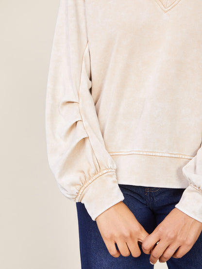 Washed Knit V-Neck Pullover