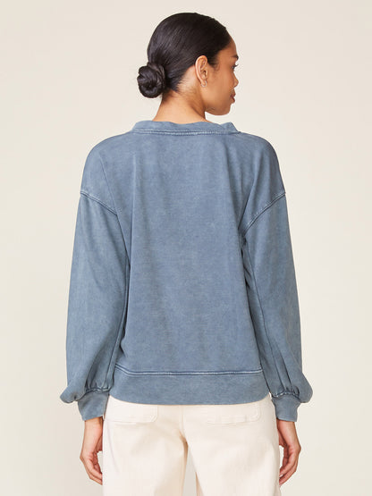 Washed Knit V-Neck Pullover