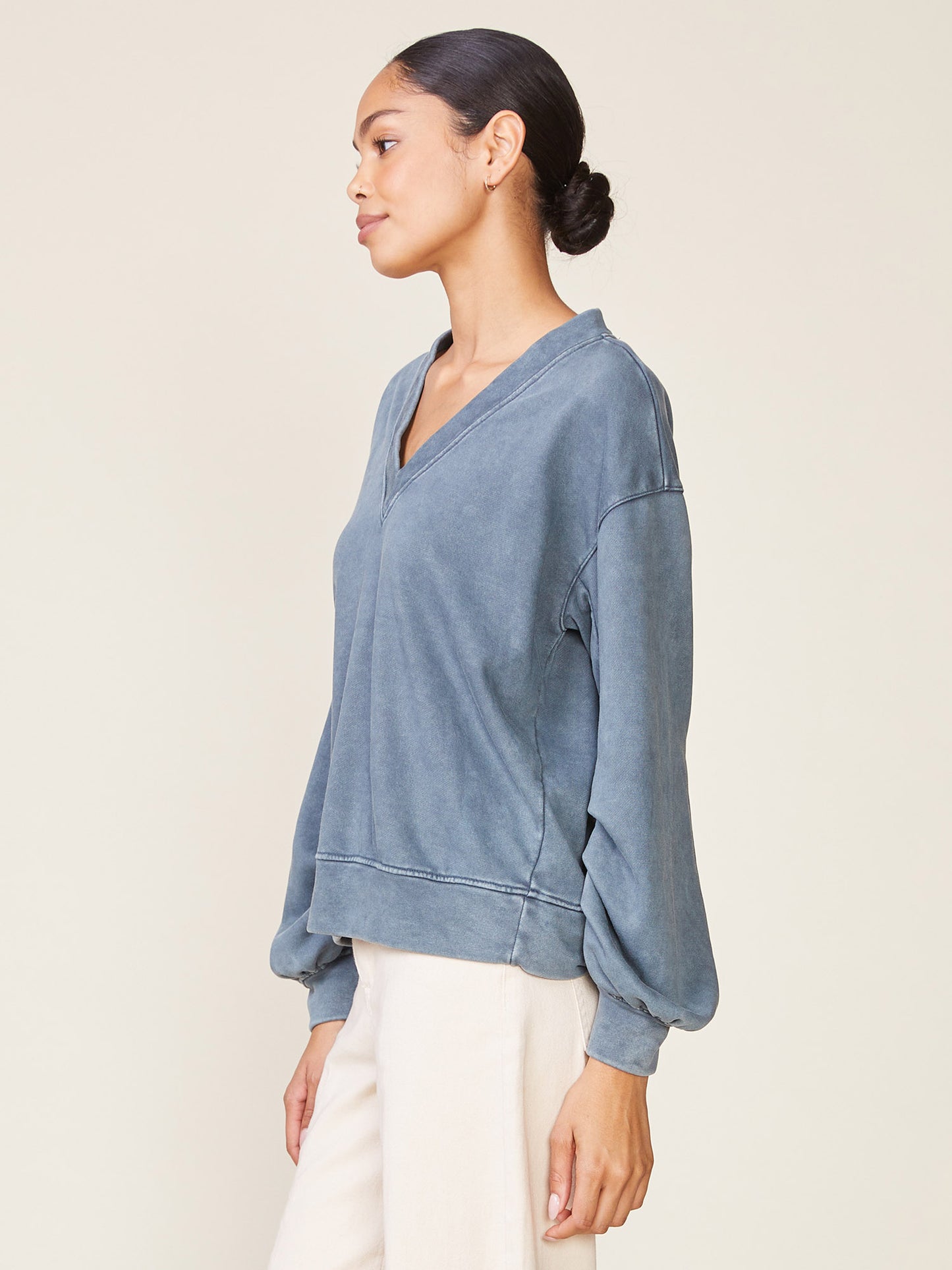 Washed Knit V-Neck Pullover