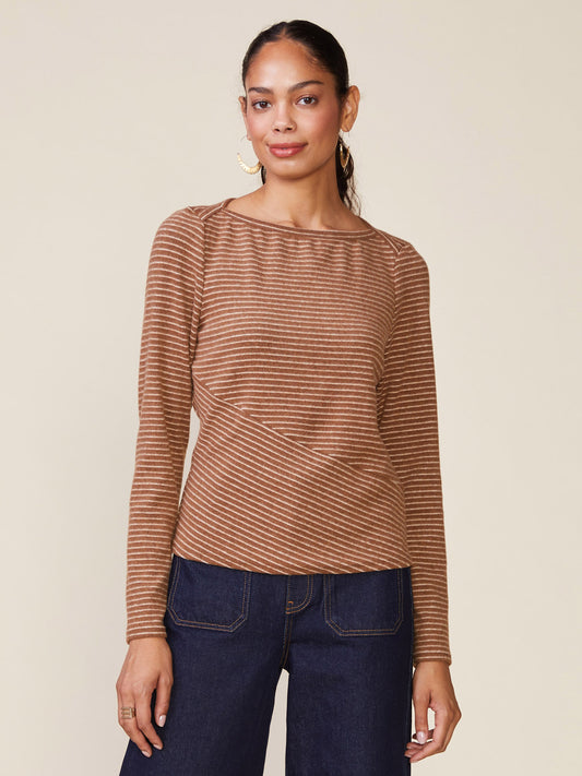 Brushed Directional Stripe Top