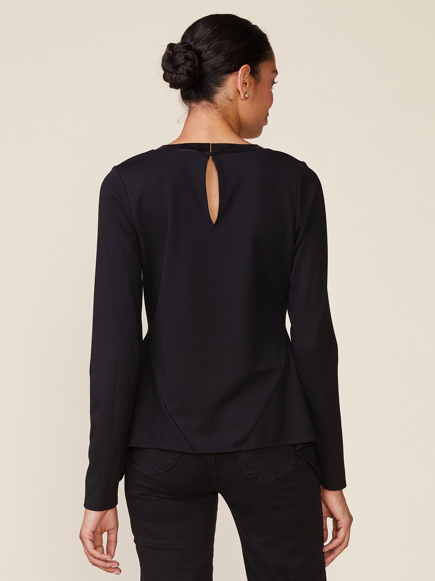 Mercury Ponte Top with Crinkle Faux Leather Neckline