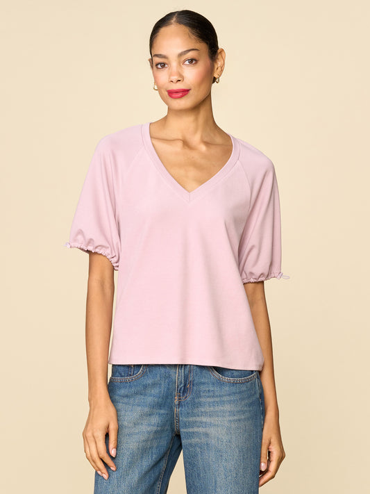 Duet V-neck Bungee Sleeve Top