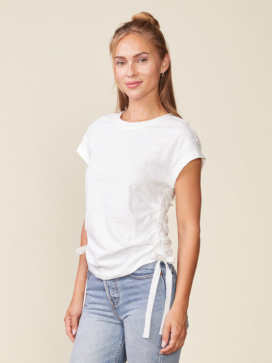Dylan Slub Short Sleeve Side Tie Top
