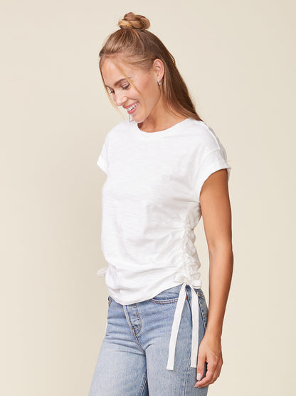 Dylan Slub Short Sleeve Side Tie Top