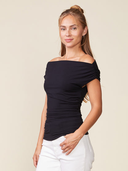 Legendary Convertible Neck Shirred Top
