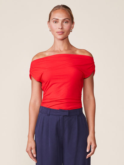 Legendary Convertible Neck Shirred Top