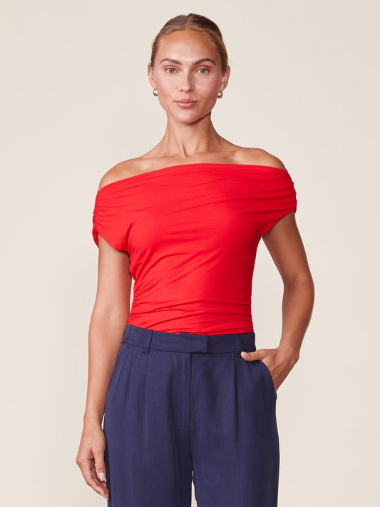 Legendary Convertible Neck Shirred Top