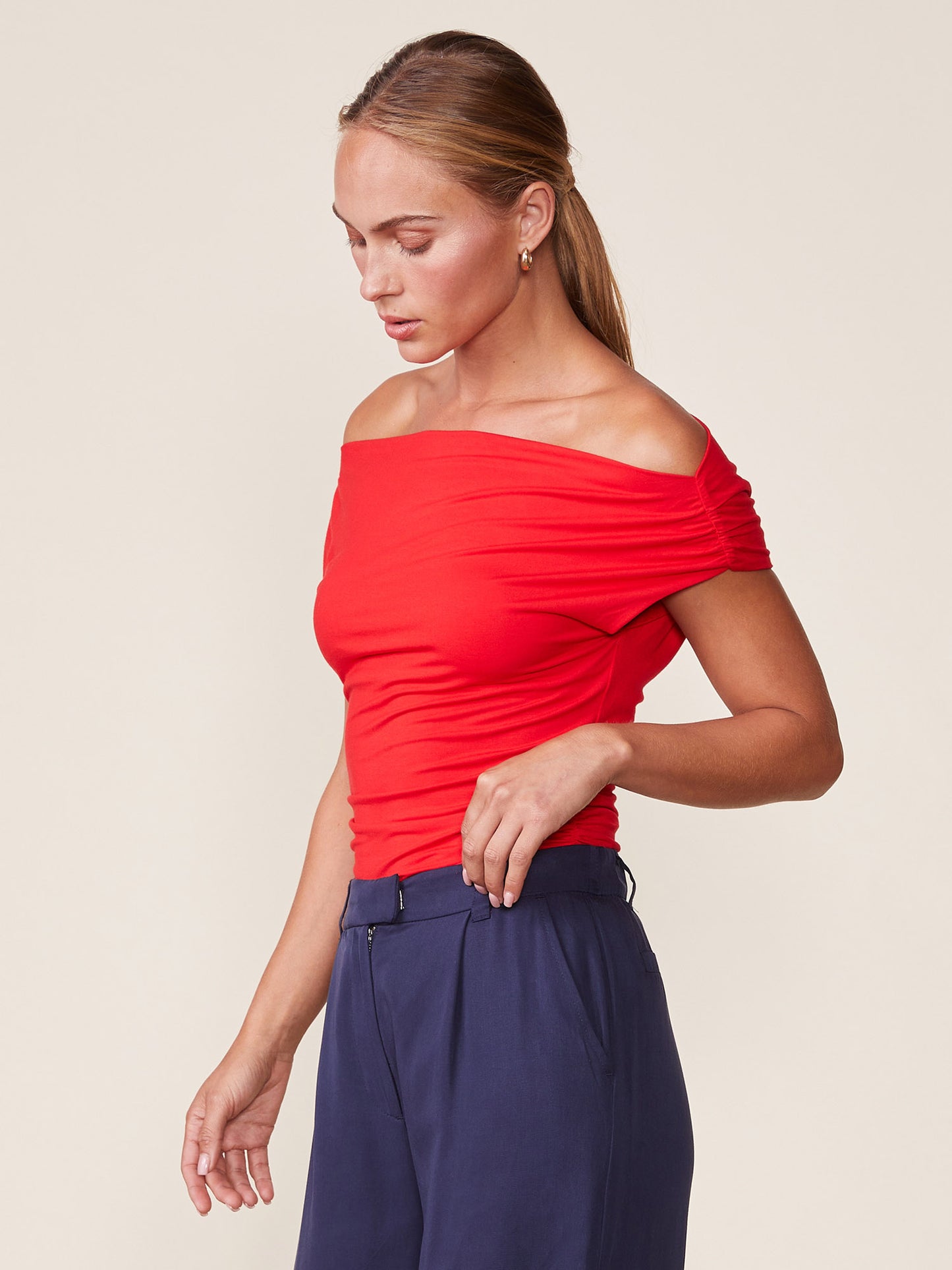 Legendary Convertible Neck Shirred Top