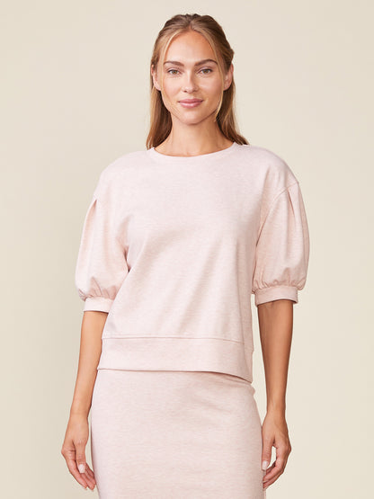 Brushed Twill Pleated Sleeve Pullover