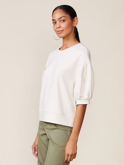 Brushed Twill Pleated Sleeve Pullover