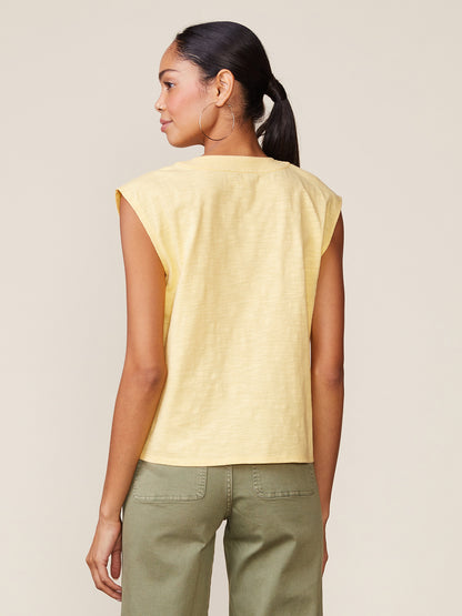 Dylan Slub Sleeveless Trapunto Top