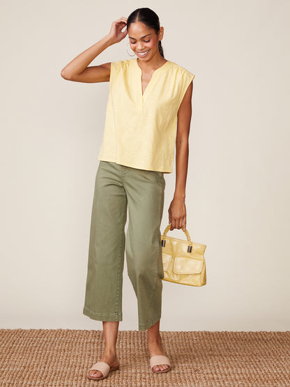 Dylan Slub Sleeveless Trapunto Top