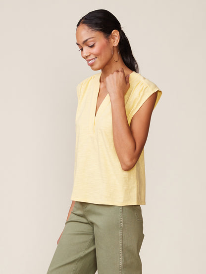 Dylan Slub Sleeveless Trapunto Top