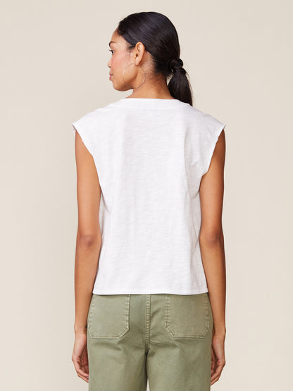 Dylan Slub Sleeveless Trapunto Top