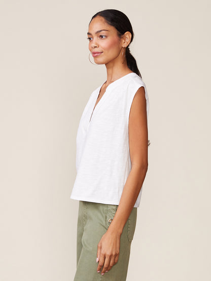 Dylan Slub Sleeveless Trapunto Top