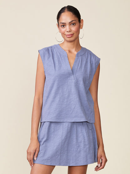 Dylan Slub Sleeveless Trapunto Top