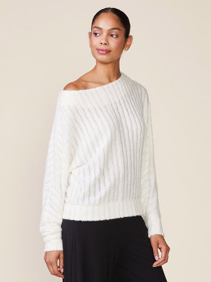 Fuzzy Boatneck Dolman Knit Top