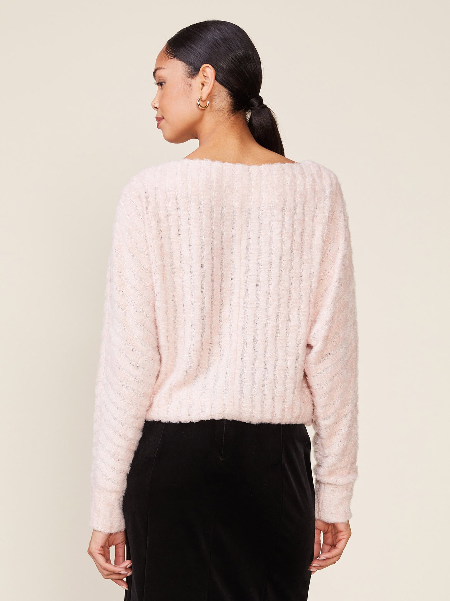 Fuzzy Boatneck Dolman Knit Top