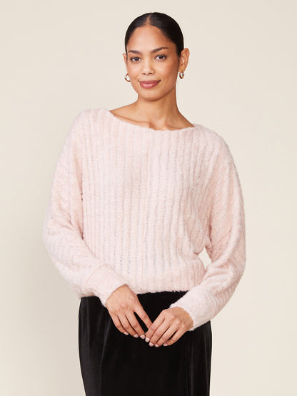 Fuzzy Boatneck Dolman Knit Top
