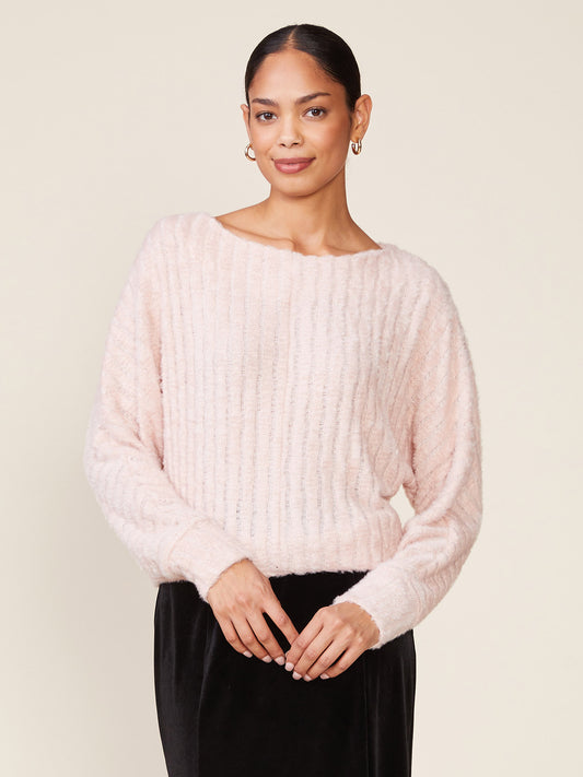 Fuzzy Boatneck Dolman Knit Top